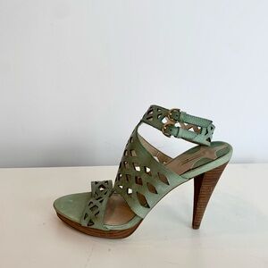 Max Studio Sage Green Cutout Double-Ankle High Heel Sandal